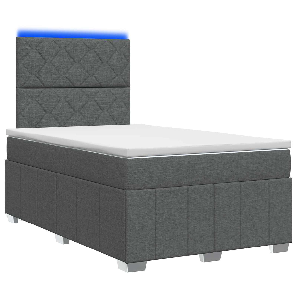 Lit boxspring LED avec matelas Gris foncé 120 x 190 cm Tissu