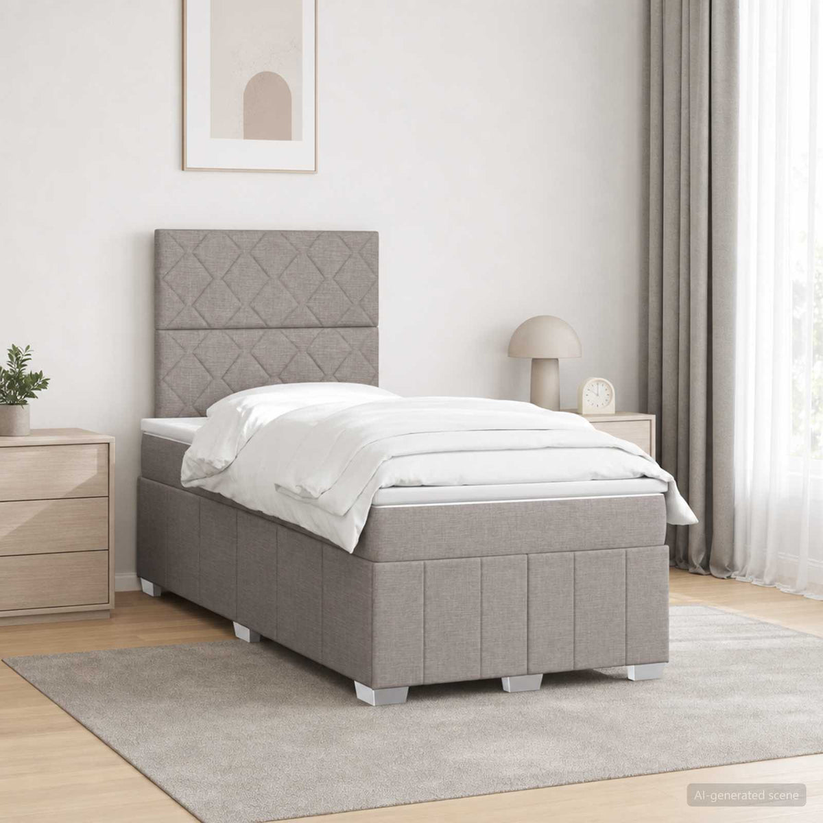 Lit boxspring LED avec matelas Taupe 120 x 190 cm Tissu