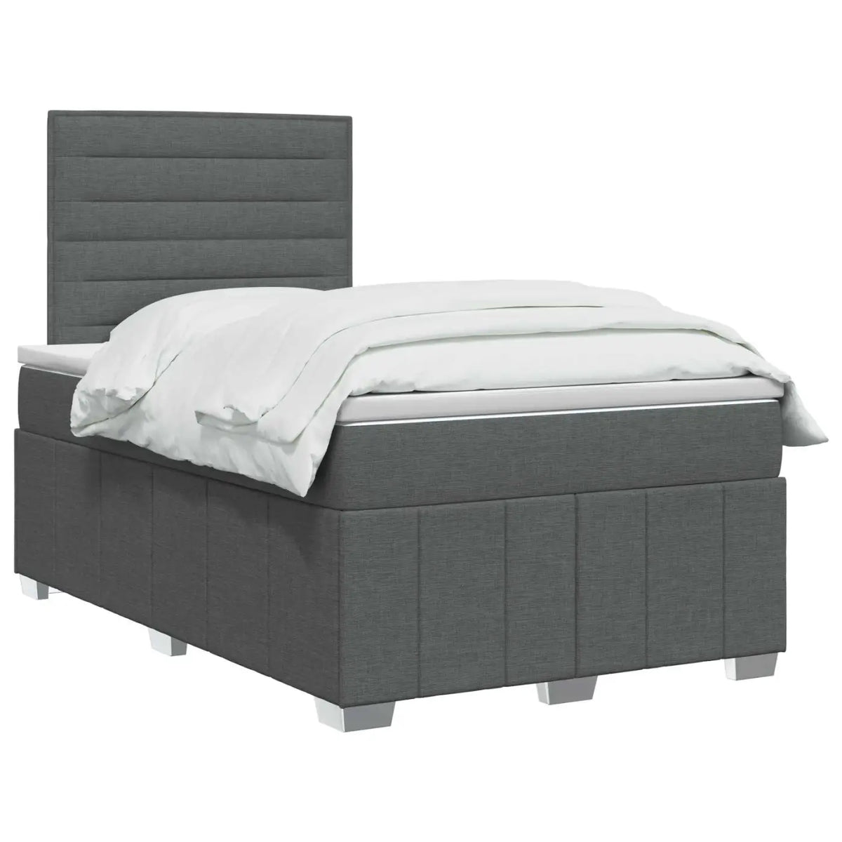 Lit boxspring LED avec matelas Gris foncé 120 x 200 cm Tissu - XIOS