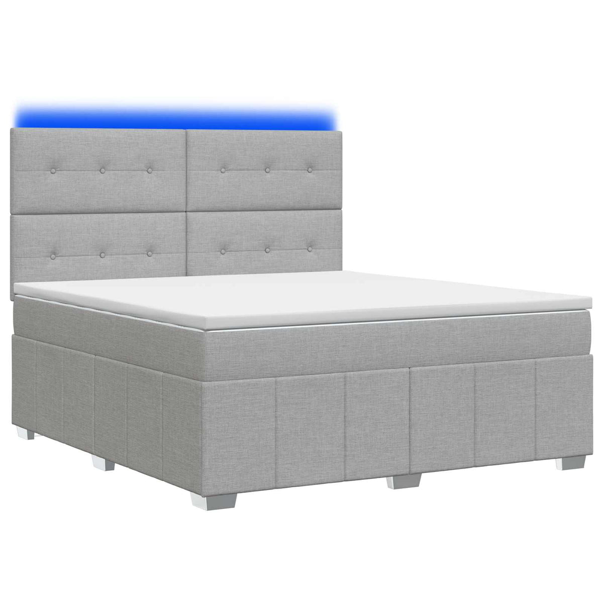 Lit boxspring LED avec matelas Gris clair 140 x 190 cm Tissu