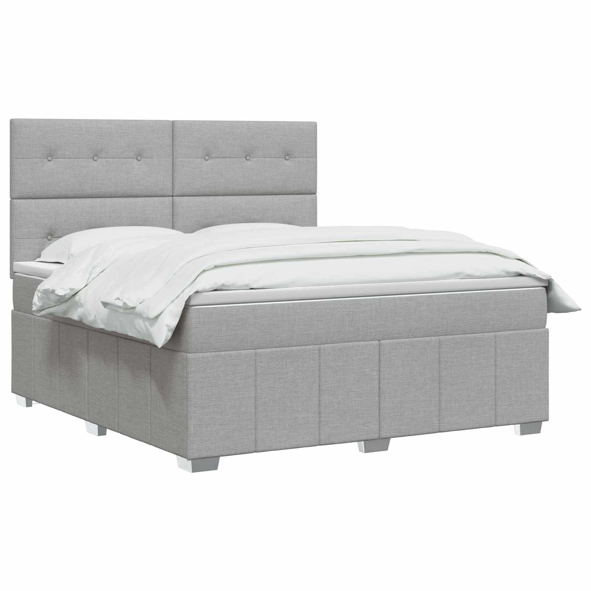 Lit boxspring LED avec matelas Gris clair 140 x 190 cm Tissu
