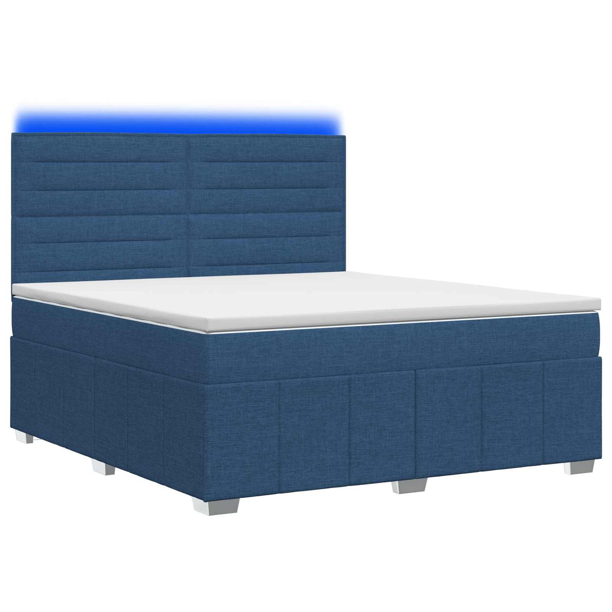 Lit boxspring LED avec matelas Bleu 140 x 200 cm Tissu
