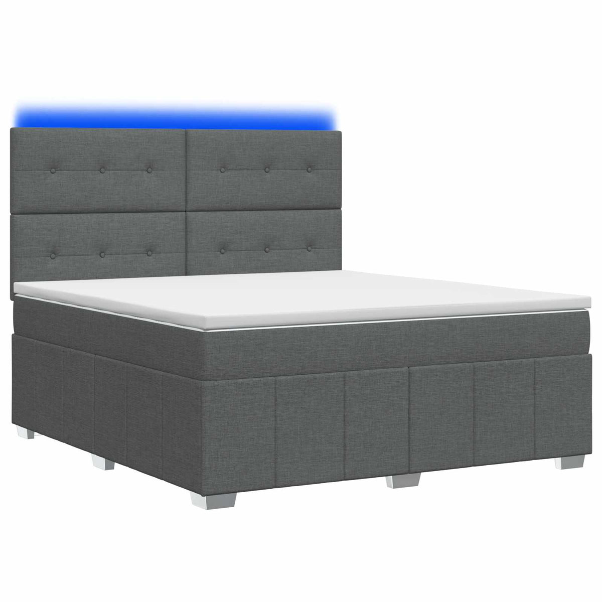 Lit boxspring LED avec matelas Gris foncé 140 x 200 cm Tissu
