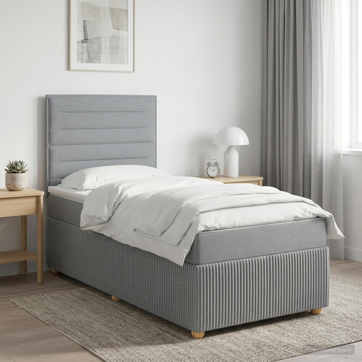 Lit boxspring LED avec matelas Gris clair 80 x 200 cm Tissu
