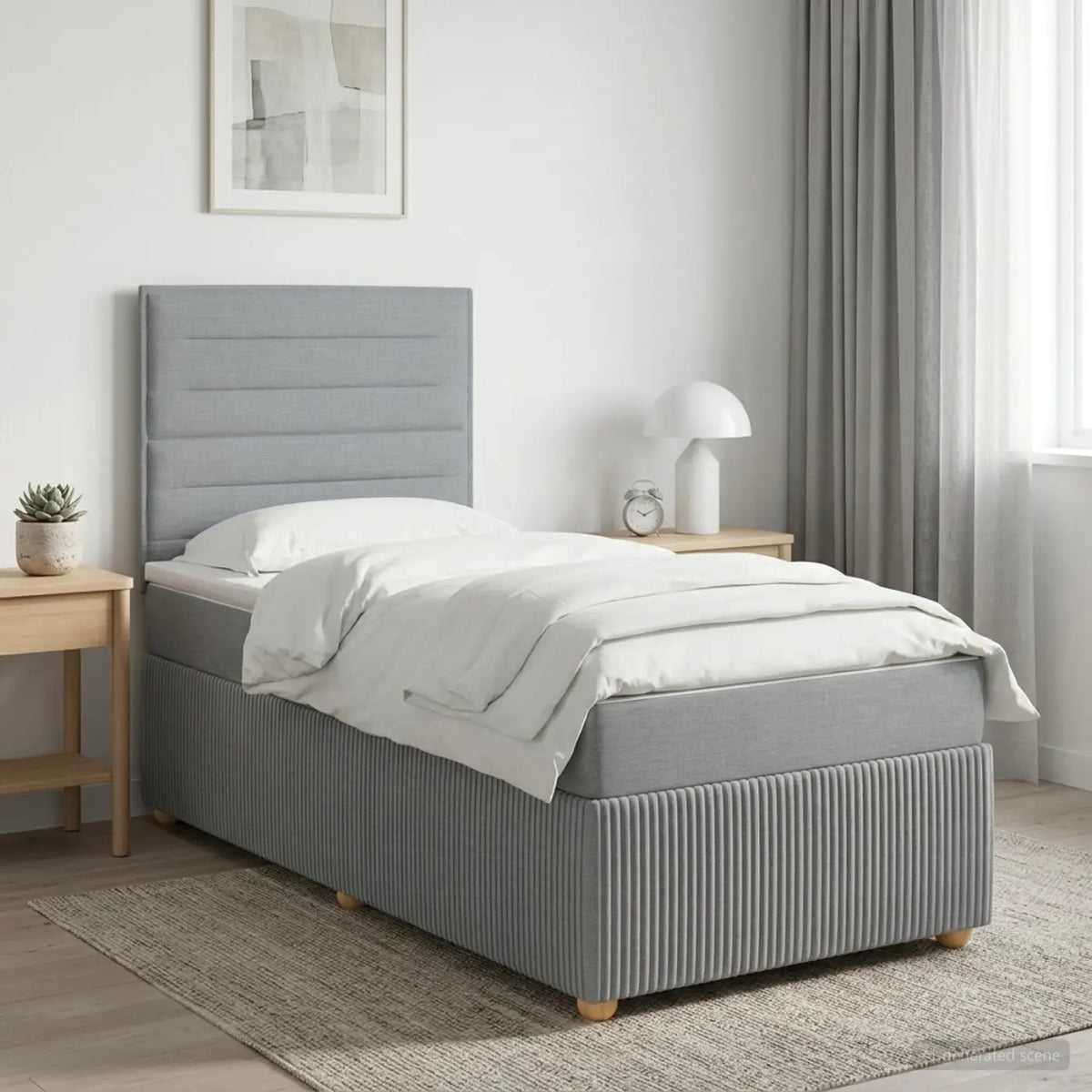 Lit boxspring LED avec matelas Gris clair 90 x 190 cm Tissu - XIOS