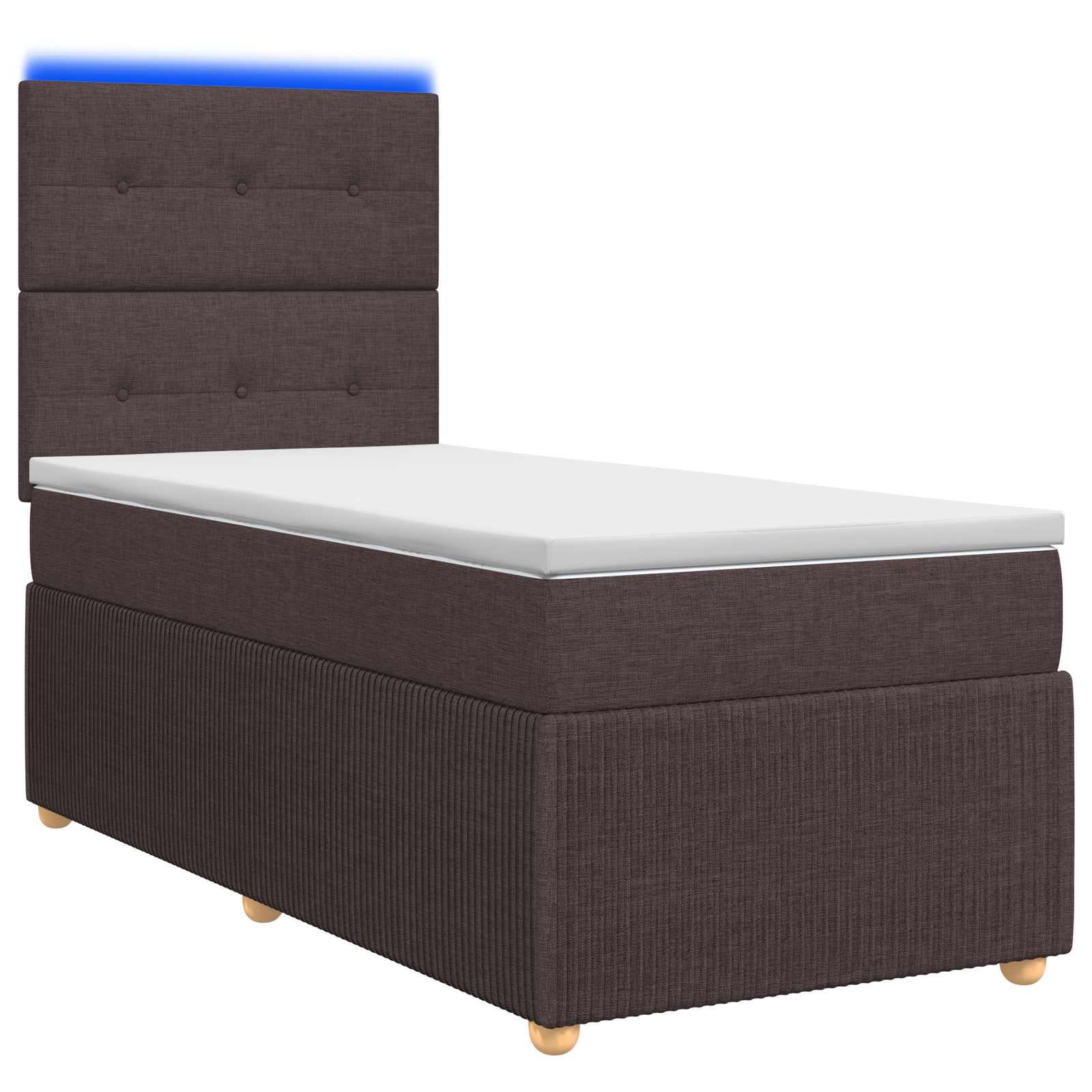 Lit boxspring LED avec matelas Marron foncé 80 x 200 cm Tissu