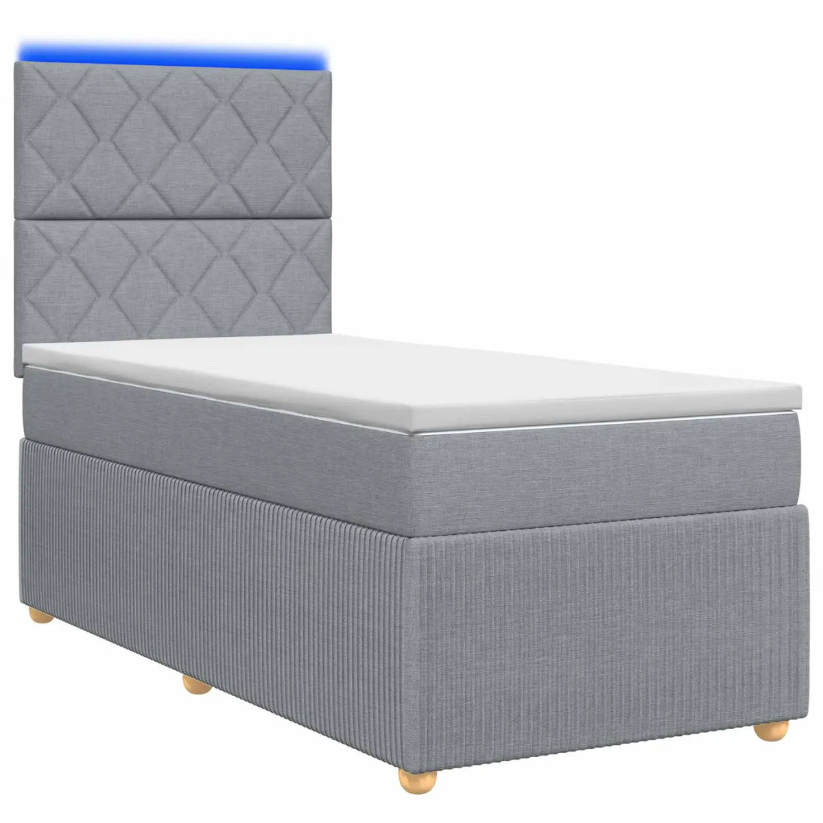 Lit boxspring LED avec matelas Gris clair 80 x 200 cm Tissu - XIOS