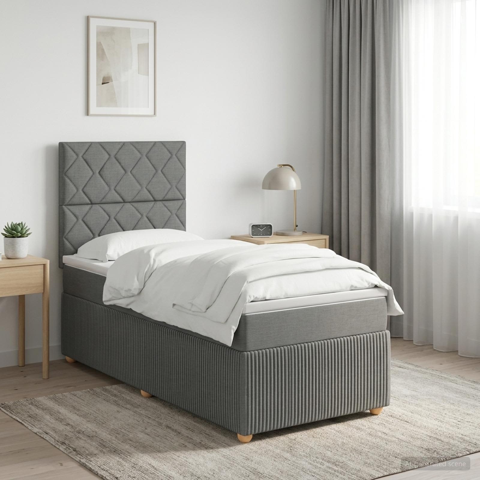 Lit boxspring LED avec matelas Gris foncé 80 x 200 cm Tissu