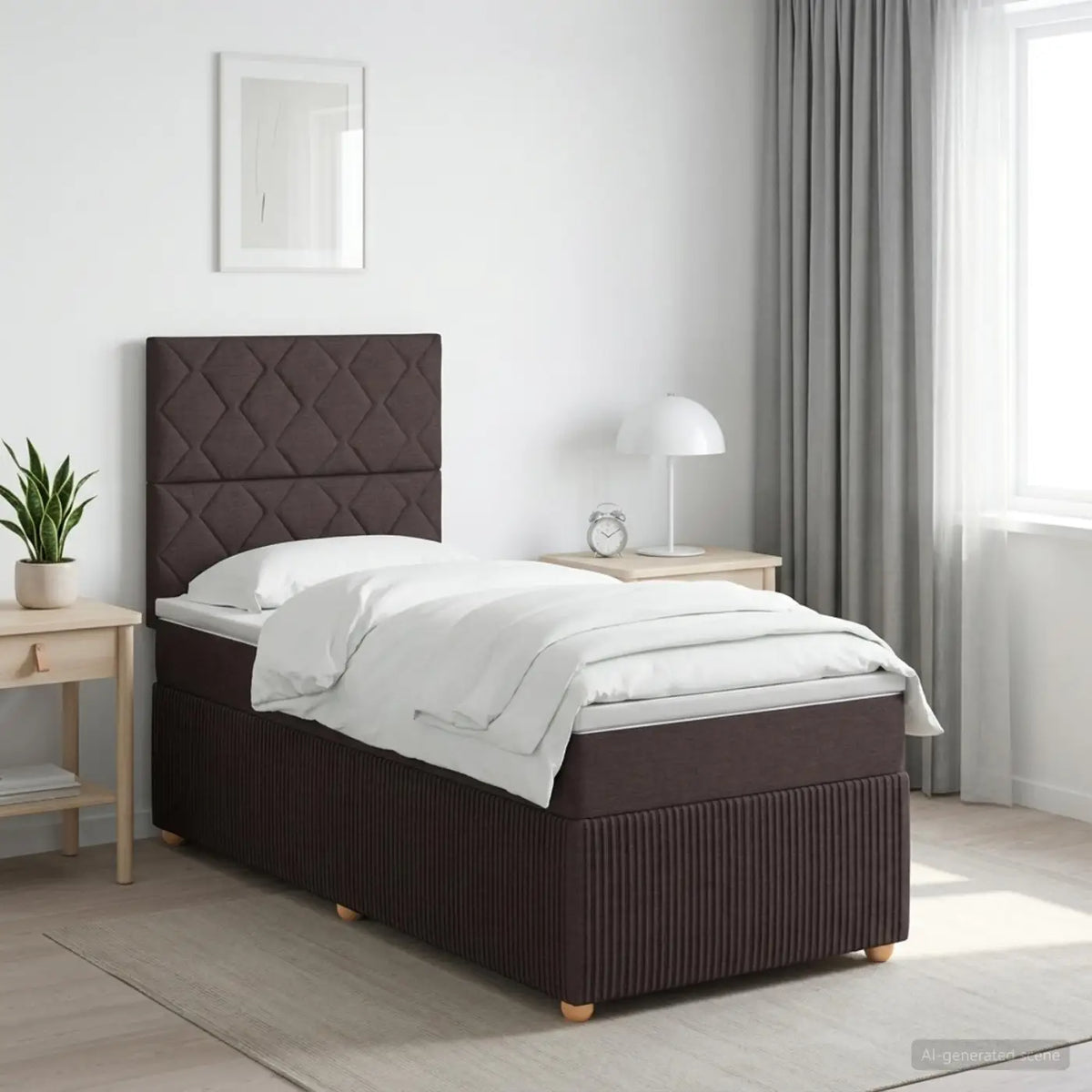 Lit boxspring LED avec matelas Marron foncé 80 x 200 cm Tissu - XIOS