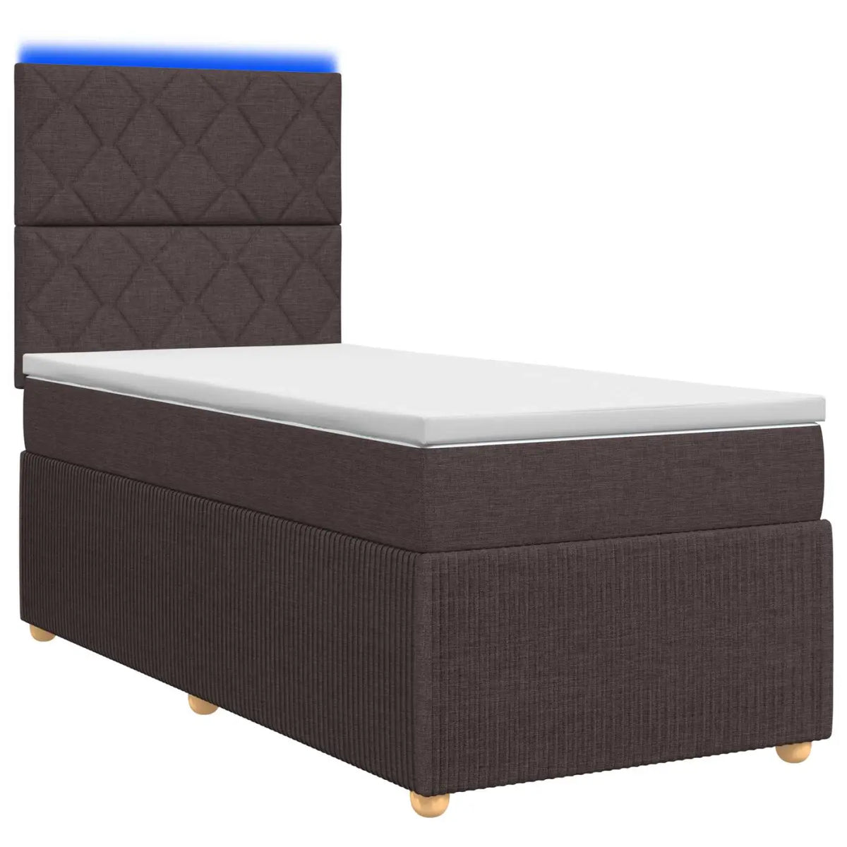 Lit boxspring LED avec matelas Marron foncé 80 x 200 cm Tissu - XIOS