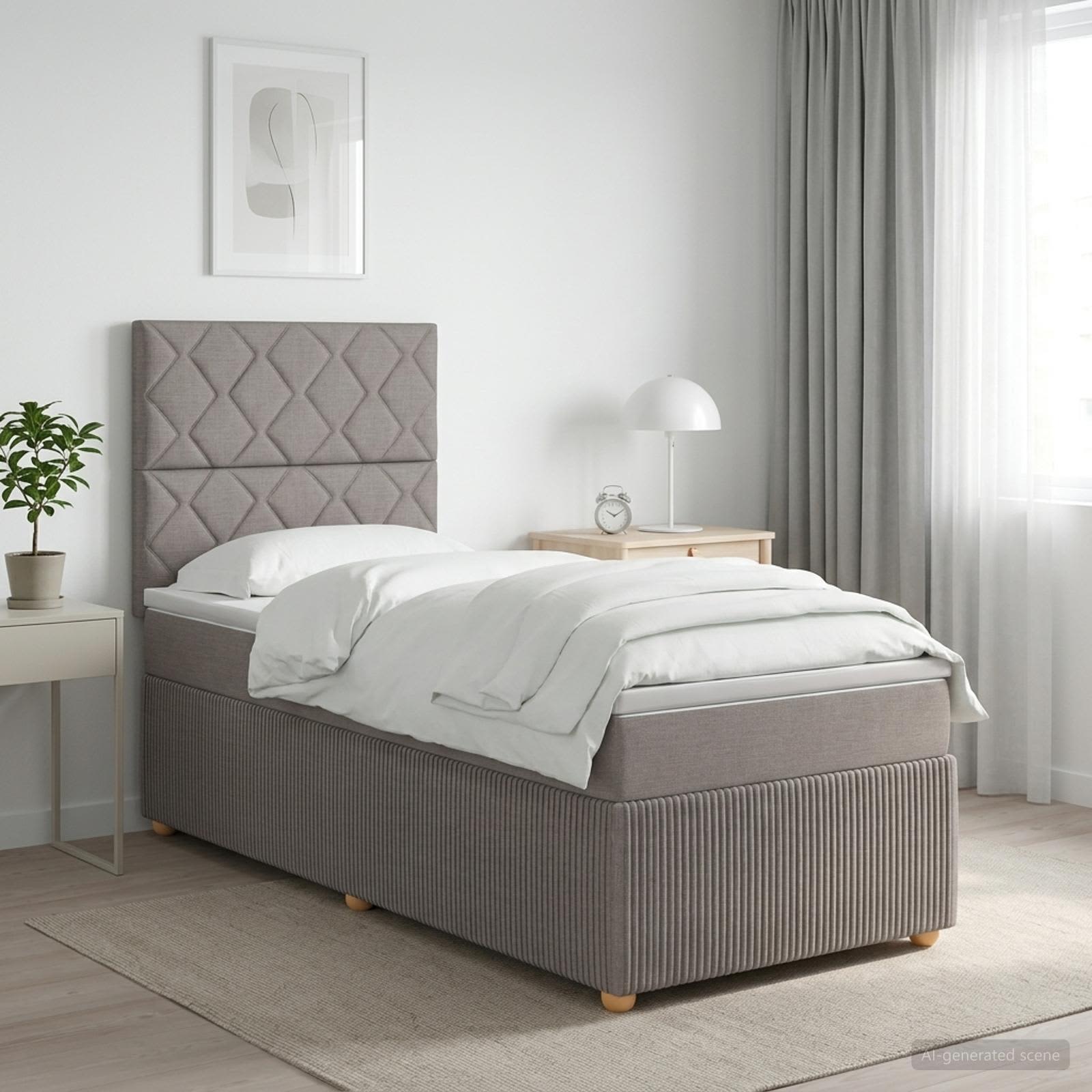 Lit boxspring LED avec matelas Taupe 80 x 200 cm Tissu