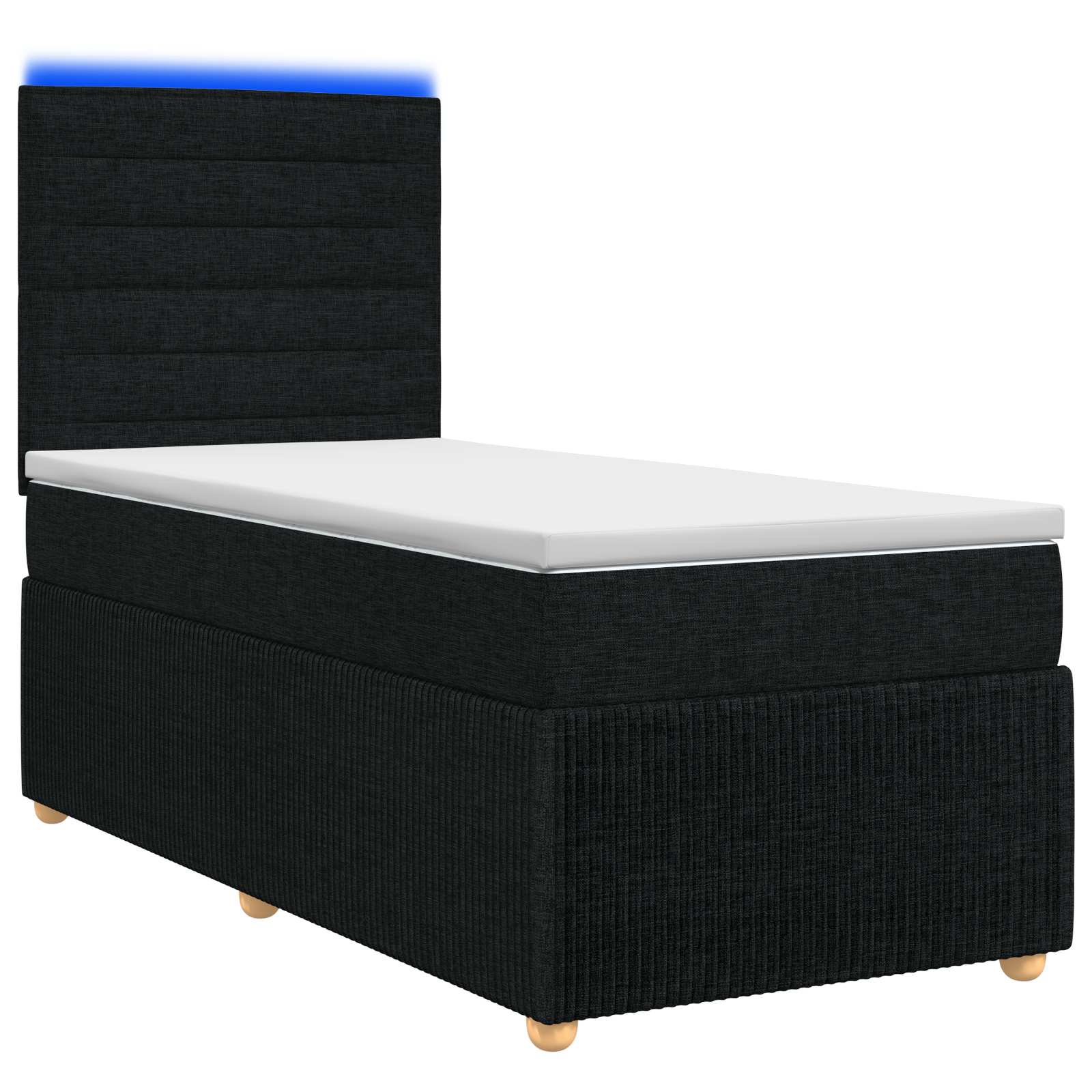 Lit boxspring LED avec matelas Noir 90 x 200 cm Tissu - XIOS