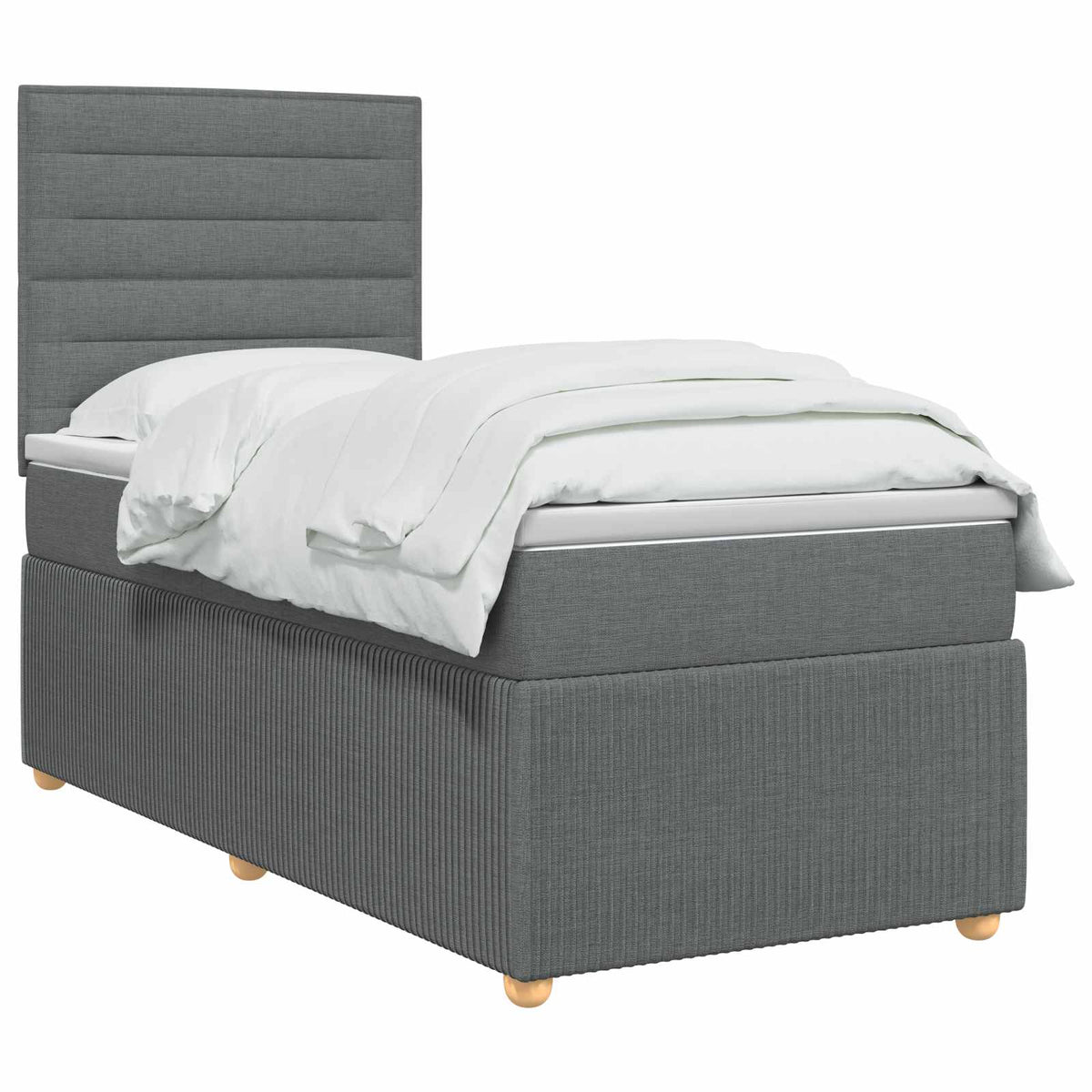 Lit boxspring LED avec matelas Gris foncé 100 x 200 cm Tissu
