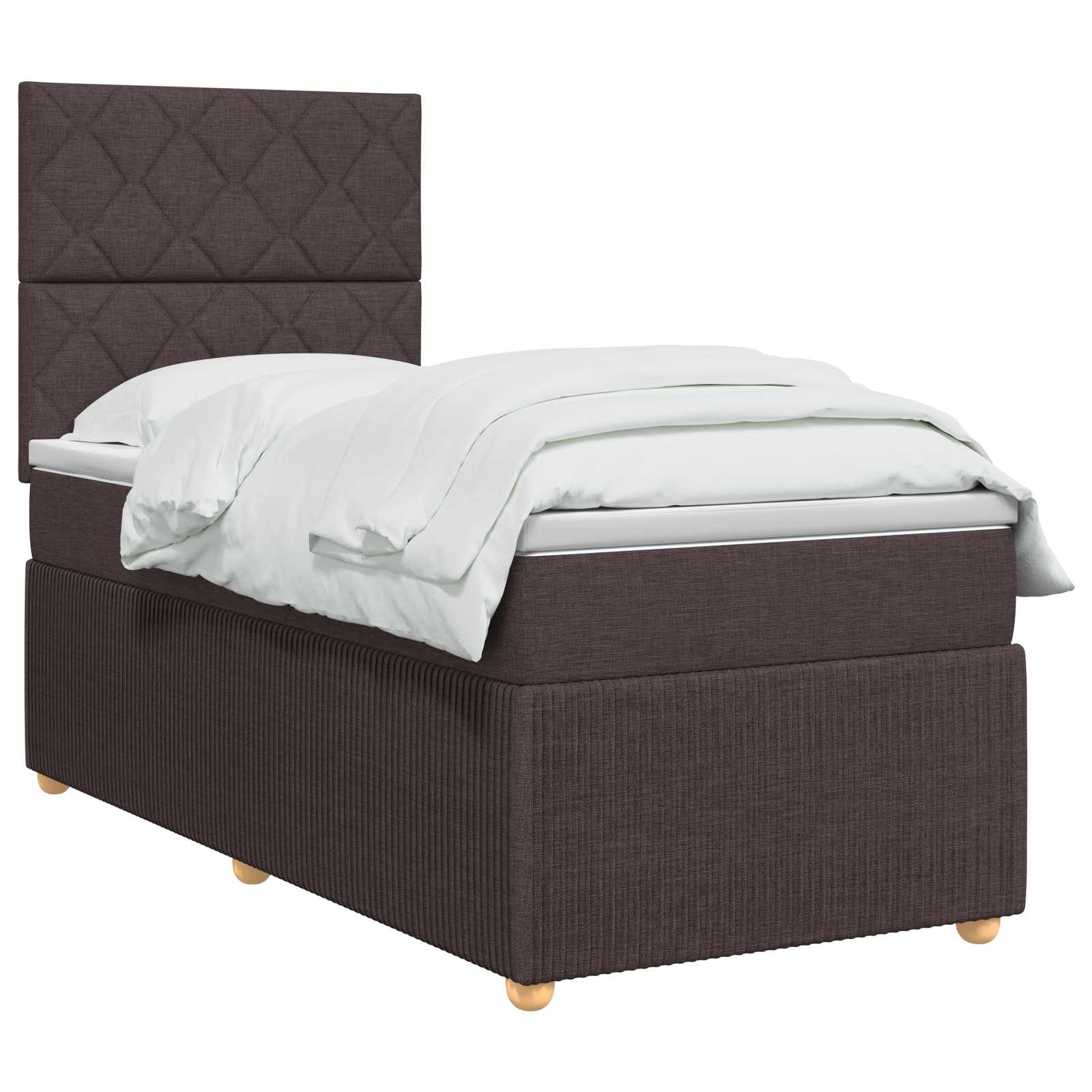 Lit boxspring LED avec matelas Marron foncé 100 x 200 cm Tissu - XIOS