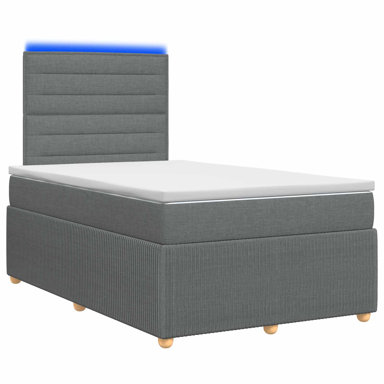 Lit boxspring LED avec matelas Gris foncé 120 x 190 cm Tissu - XIOS