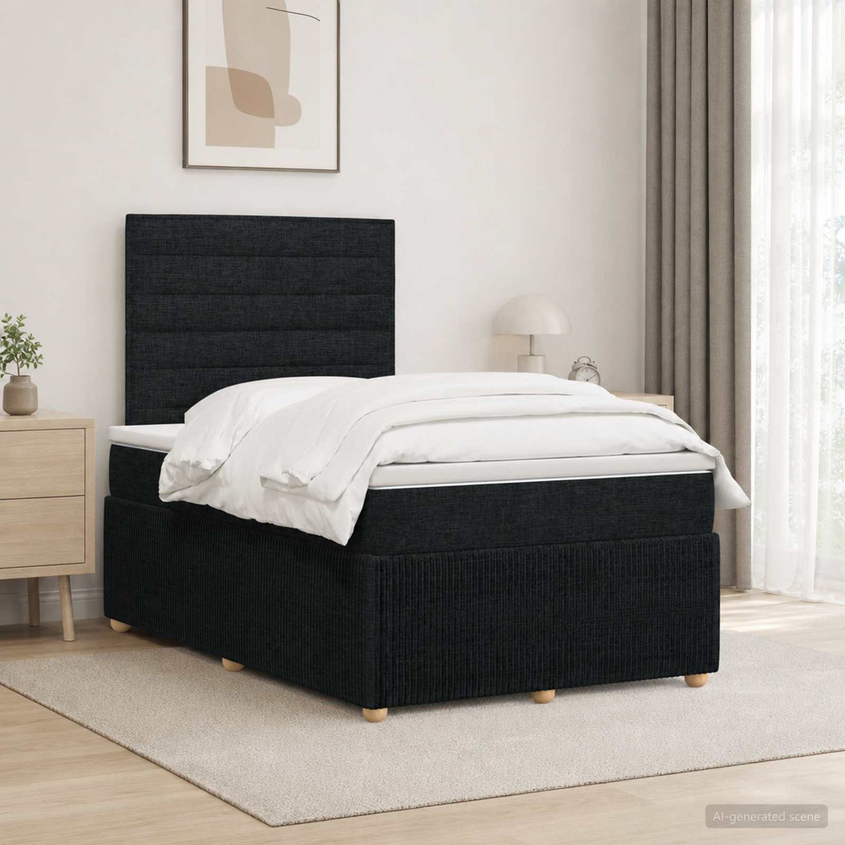 Lit boxspring LED avec matelas Noir 120 x 200 cm Tissu