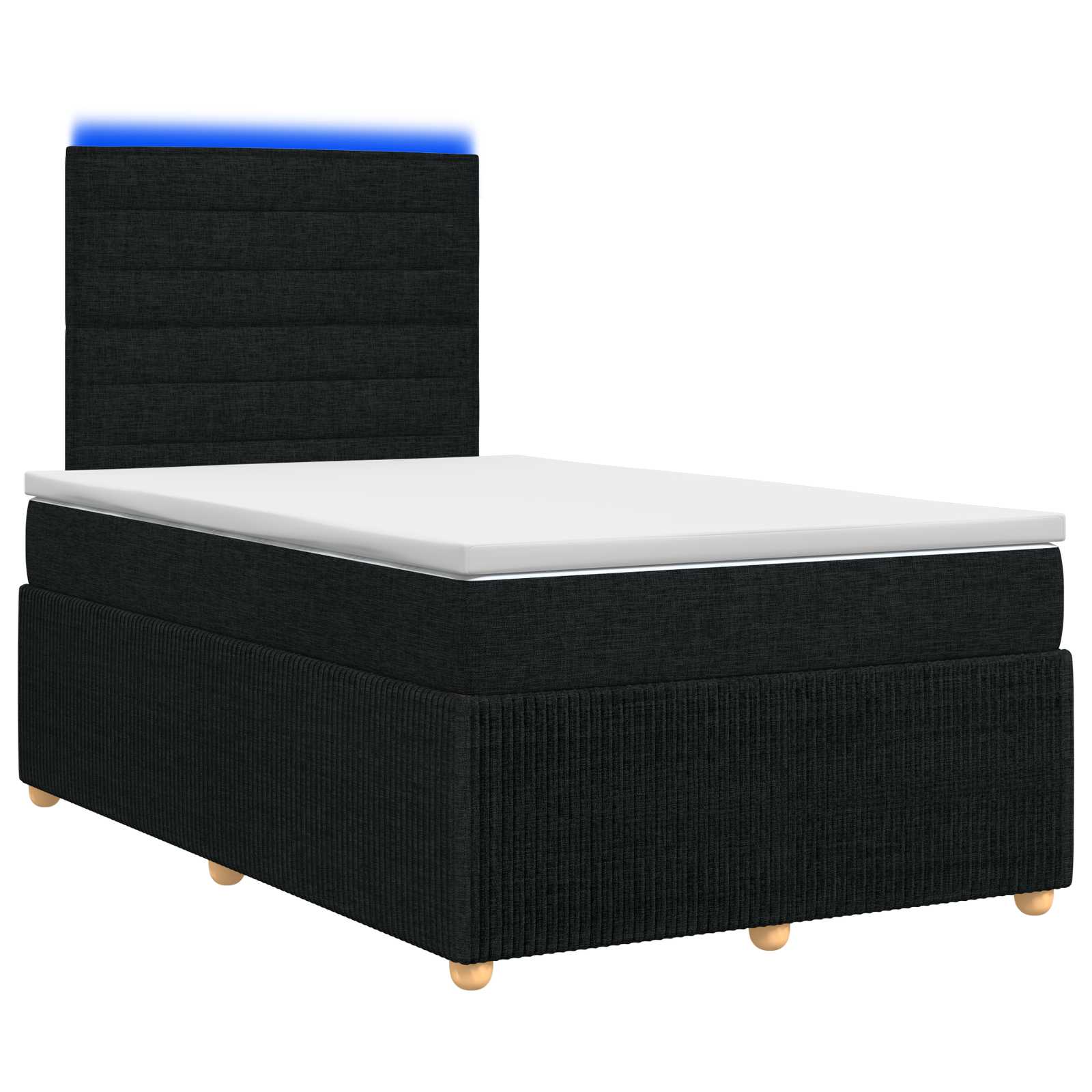 Lit boxspring LED avec matelas Noir 120 x 190 cm Tissu