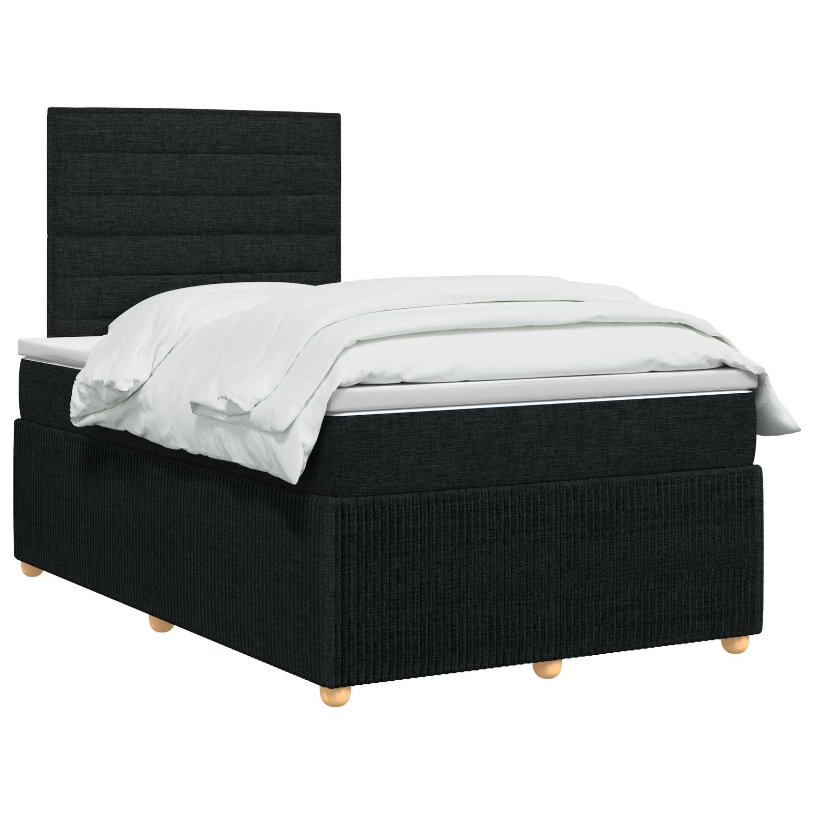 Lit boxspring LED avec matelas Noir 120 x 190 cm Tissu