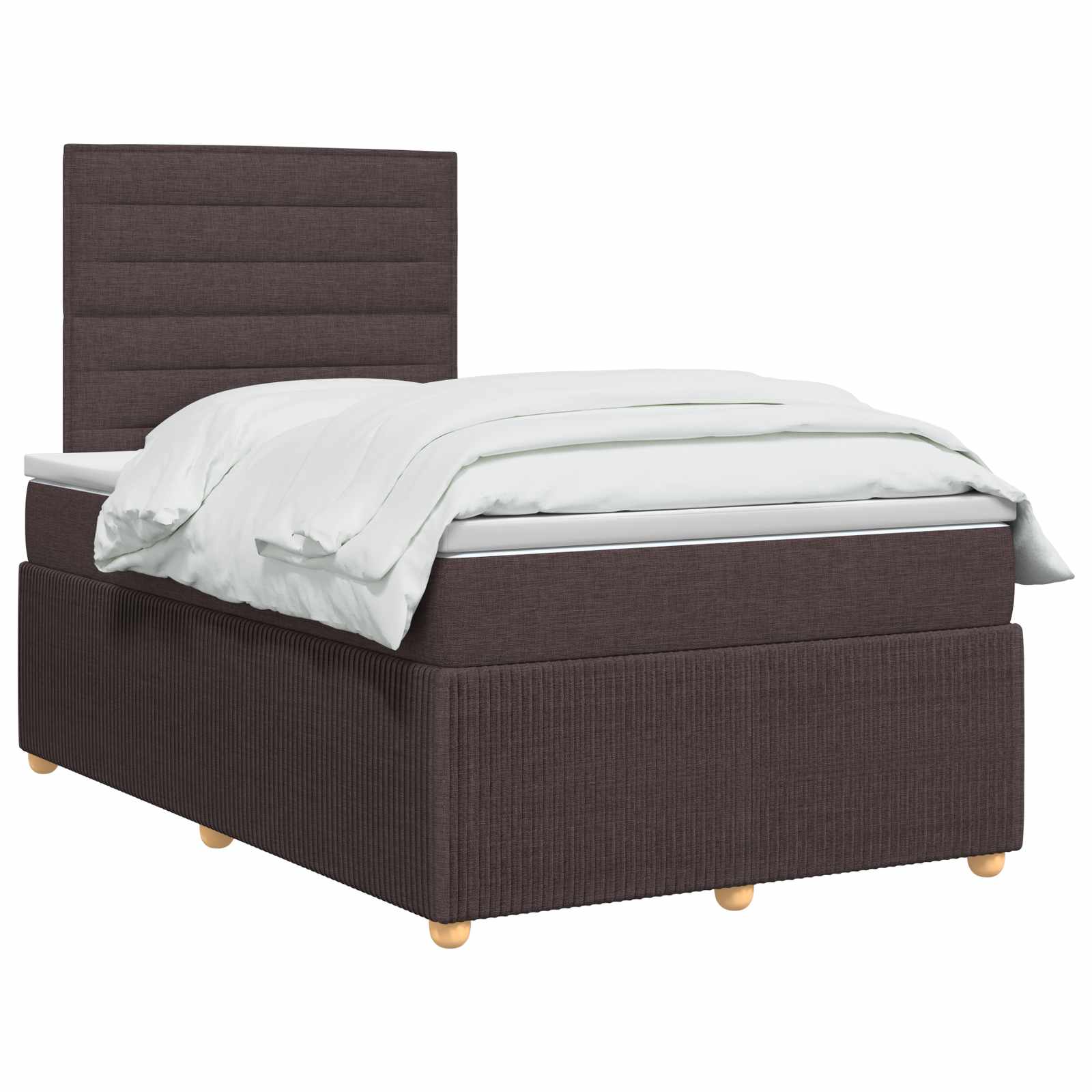 Lit boxspring LED avec matelas Marron foncé 120 x 190 cm Tissu
