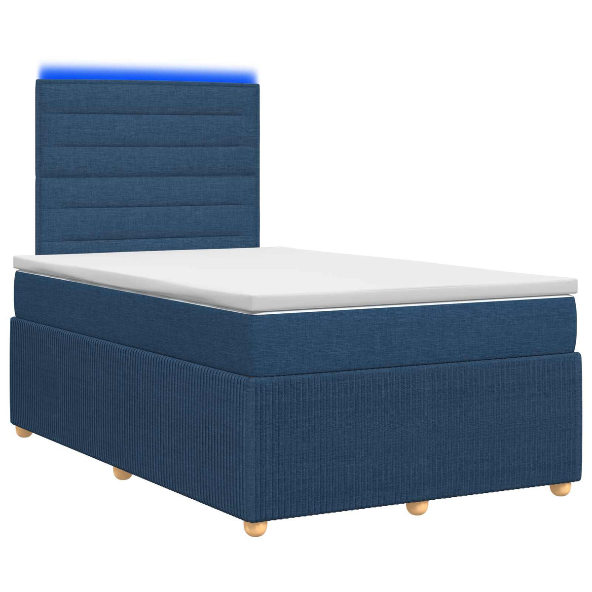 Lit boxspring LED avec matelas Bleu 120 x 190 cm Tissu
