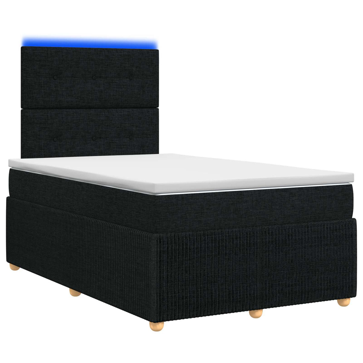 Lit boxspring LED avec matelas Noir 120 x 190 cm Tissu