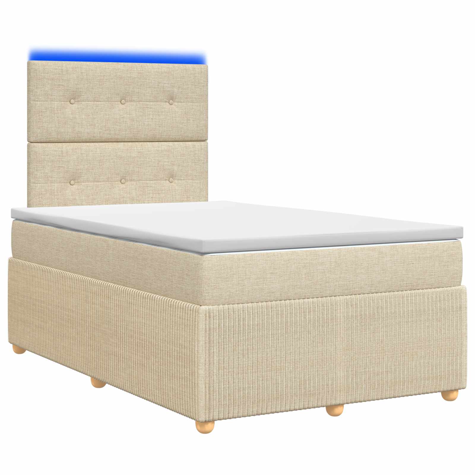 Lit boxspring LED avec matelas Crème 120 x 190 cm Tissu