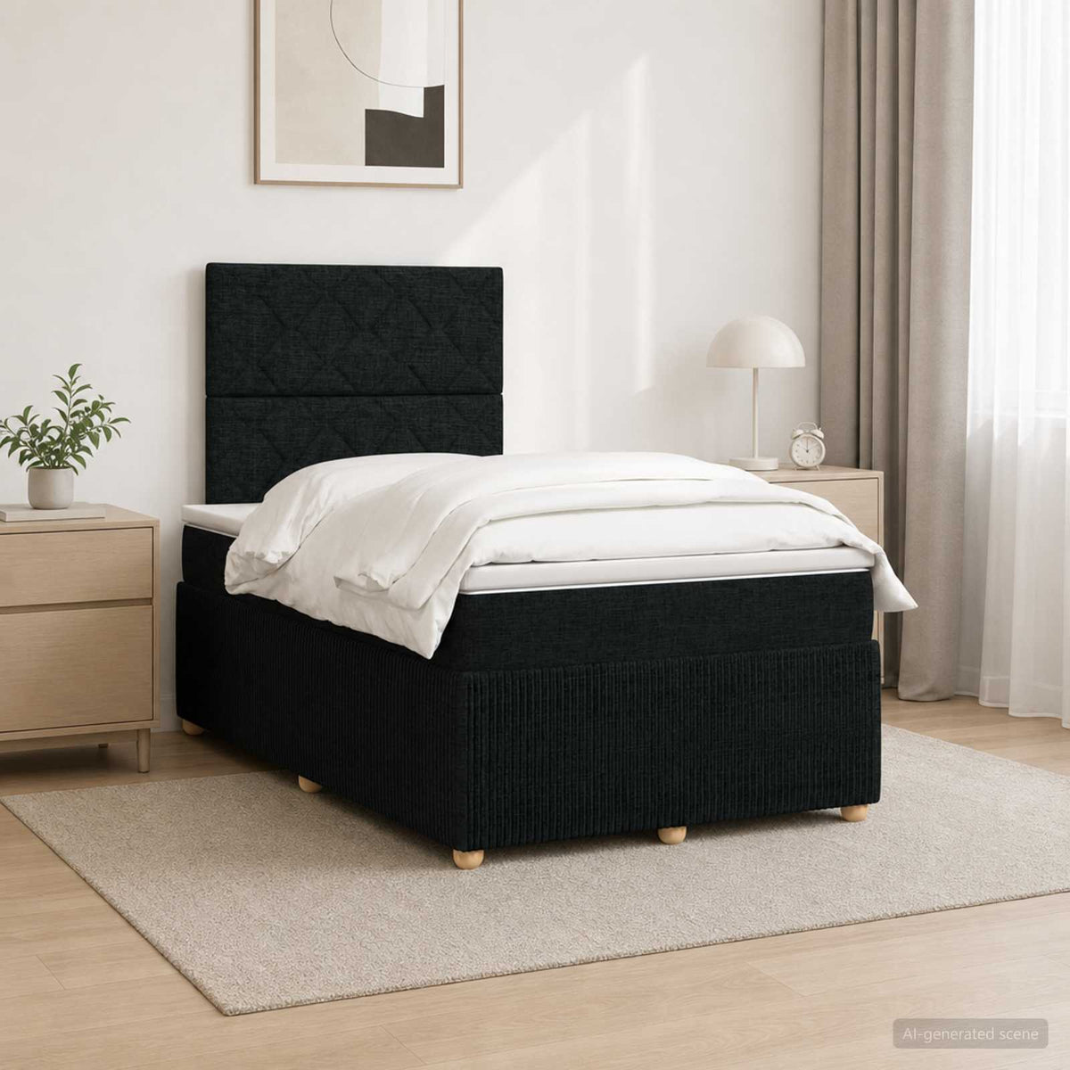 Lit boxspring LED avec matelas Noir 120 x 200 cm Tissu