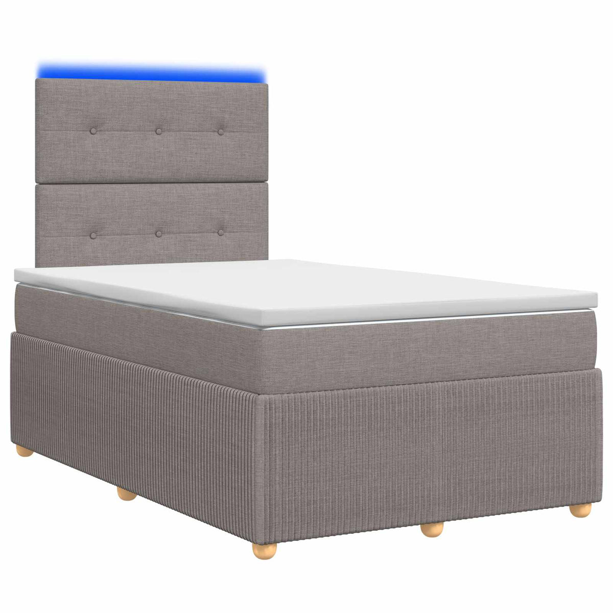Lit boxspring LED avec matelas Taupe 120 x 200 cm Tissu