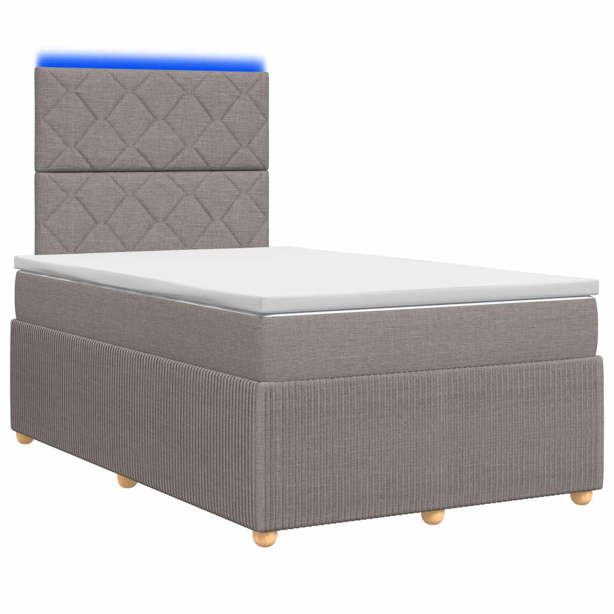 Lit boxspring LED avec matelas Taupe 120 x 200 cm Tissu