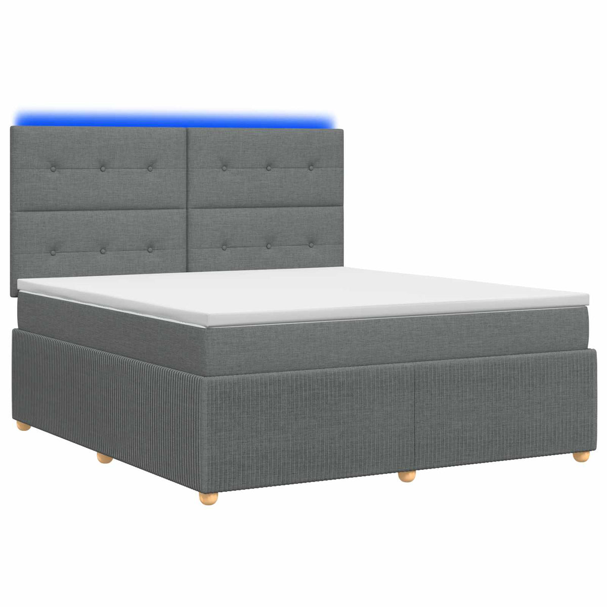Lit boxspring LED avec matelas Gris foncé 140 x 190 cm Tissu