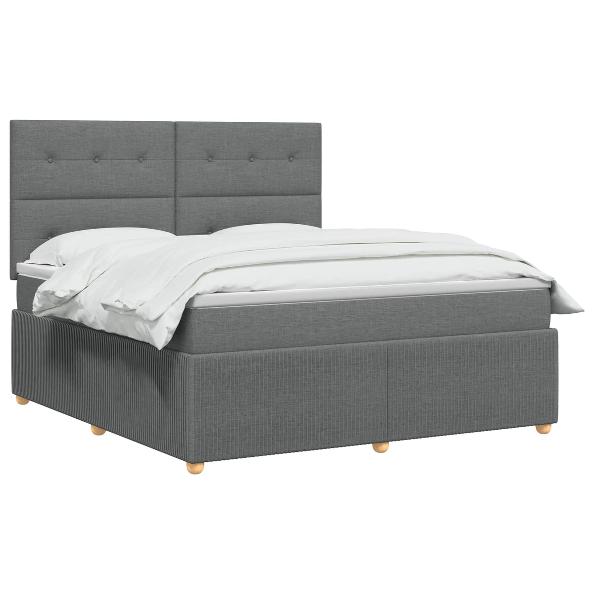 Lit boxspring LED avec matelas Gris foncé 140 x 190 cm Tissu