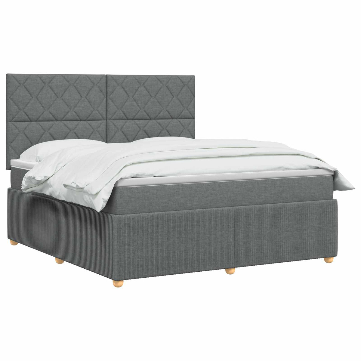 Lit boxspring LED avec matelas Gris foncé 140 x 190 cm Tissu