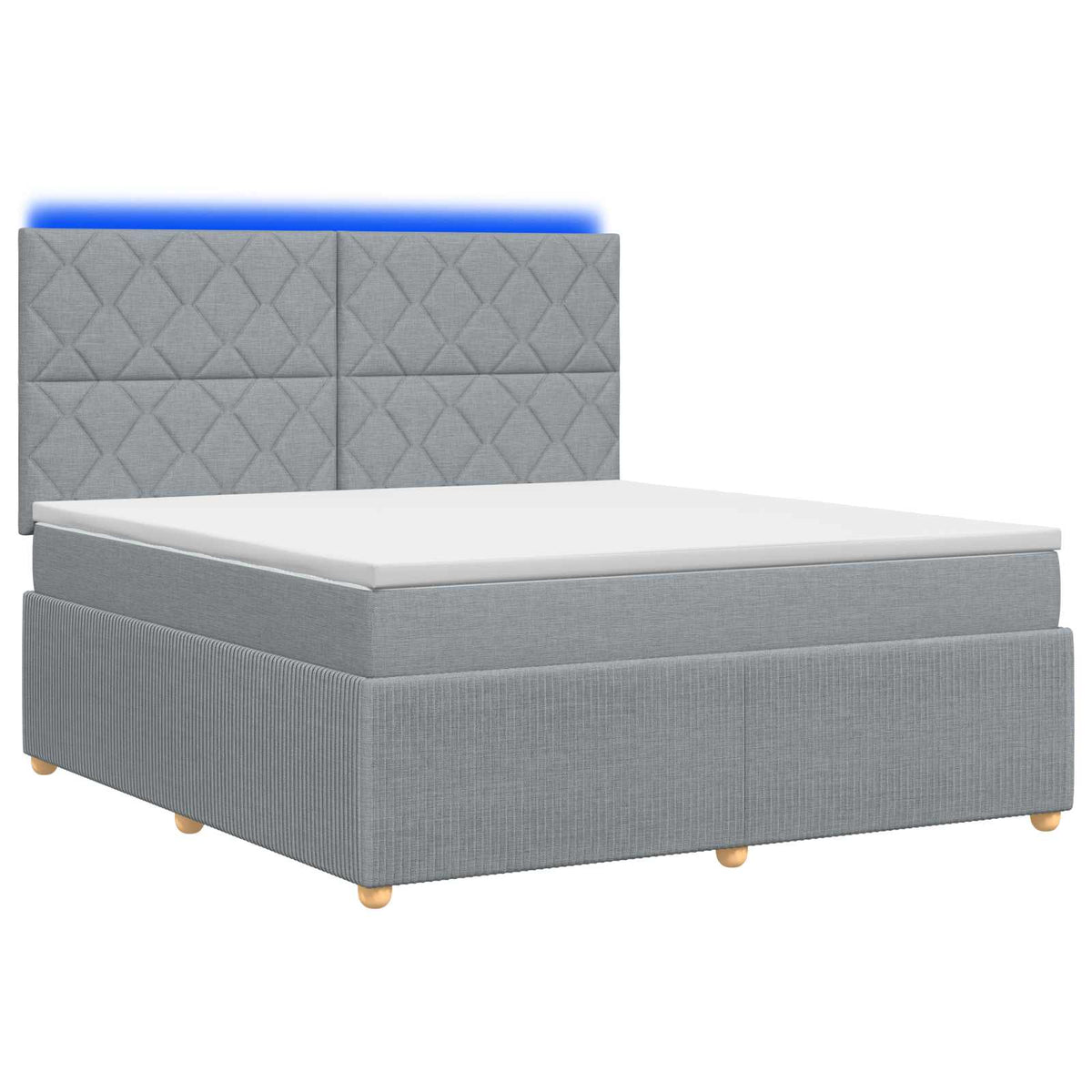 Lit boxspring LED avec matelas Gris clair 140 x 200 cm Tissu