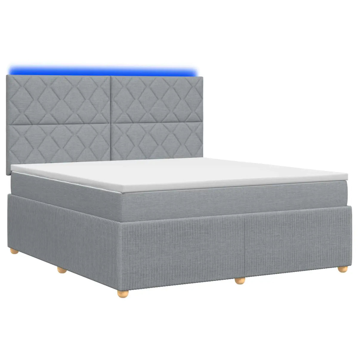 Lit boxspring LED avec matelas Gris clair 140 x 200 cm Tissu - XIOS