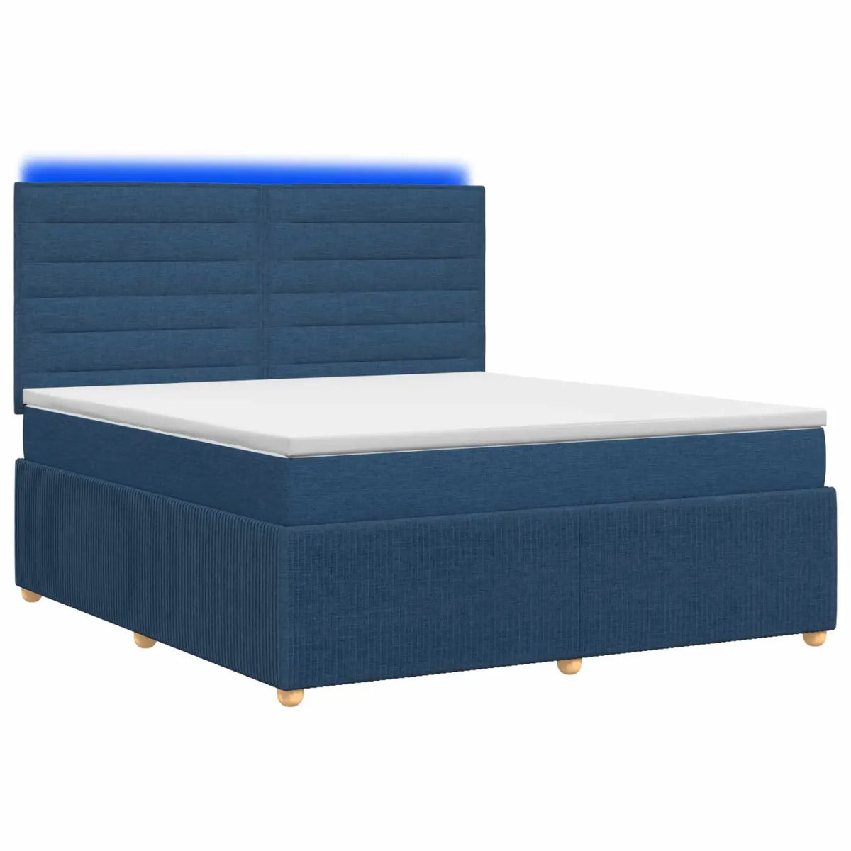 Lit boxspring LED avec matelas Bleu 160 x 200 cm Tissu - XIOS