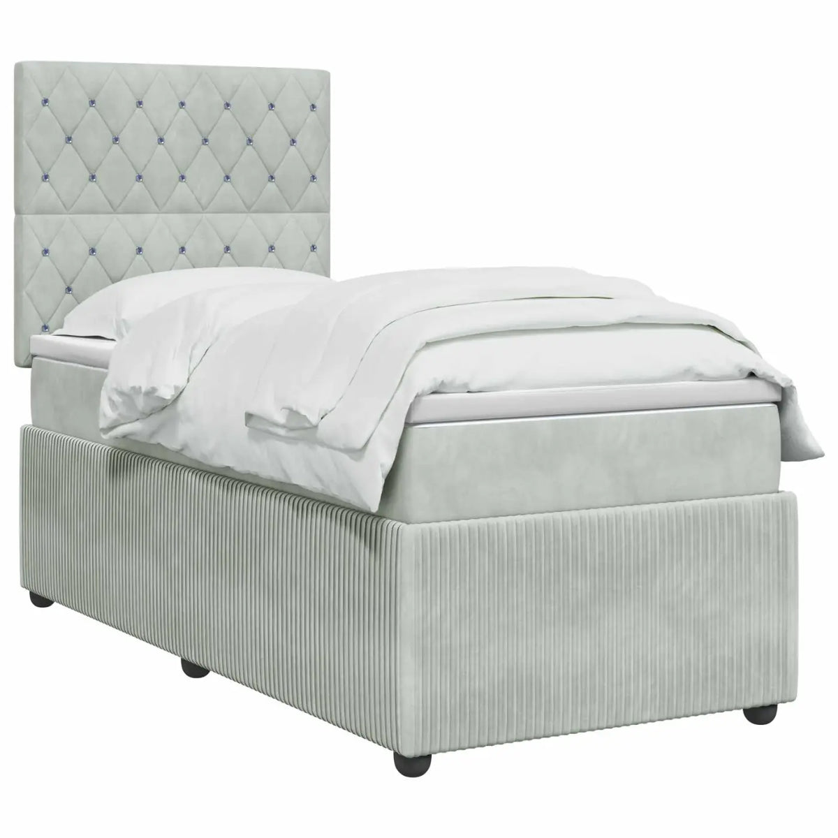Lit boxspring LED avec matelas Gris clair 90 x 190 cm Velours - XIOS