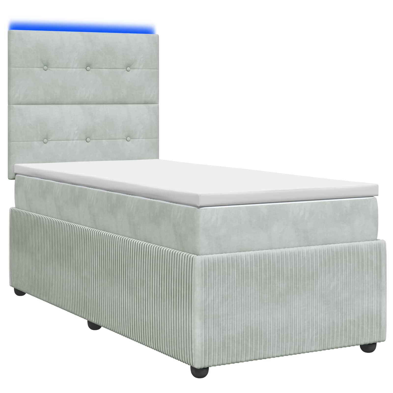 Lit boxspring LED avec matelas Gris clair 90 x 190 cm Velours - XIOS
