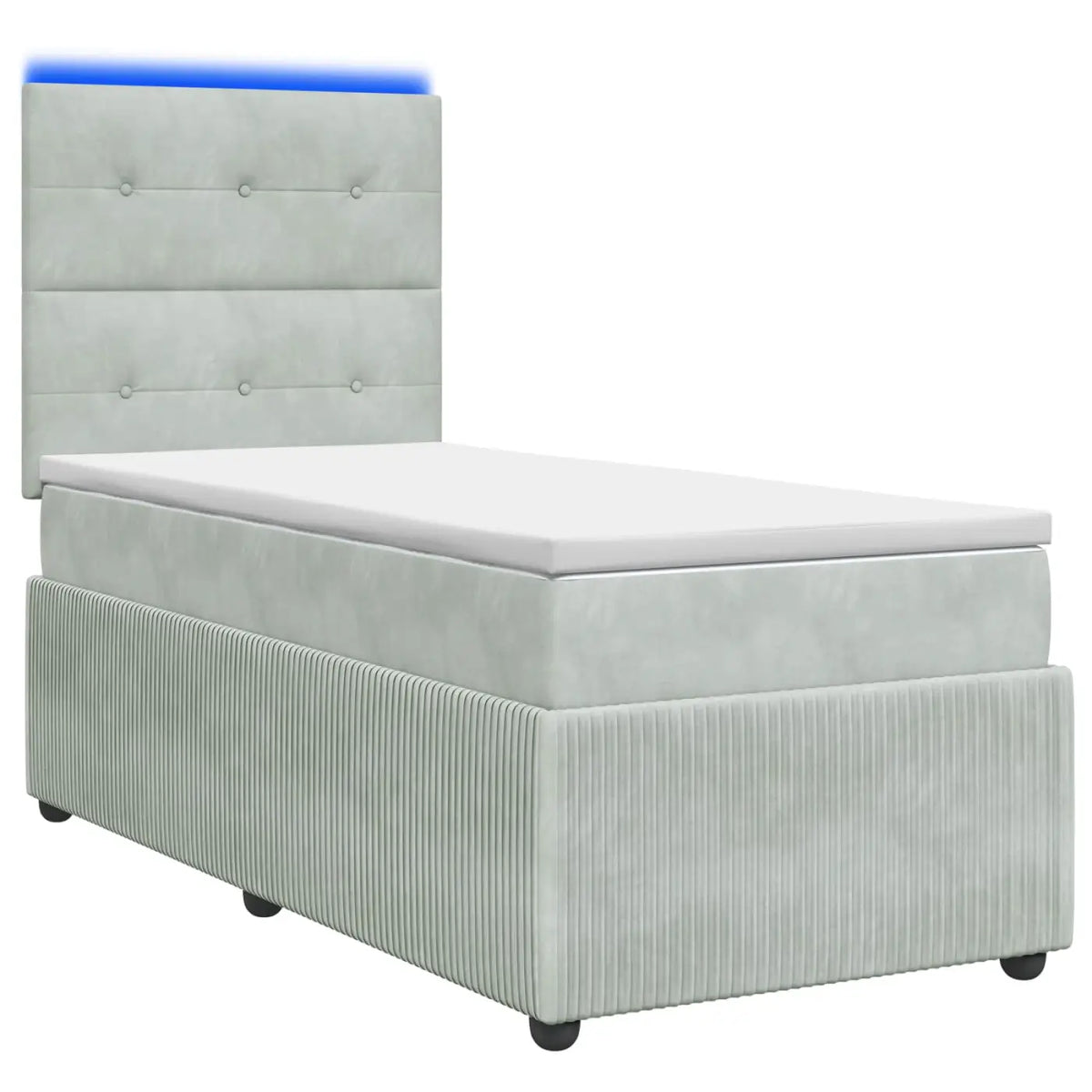 Lit boxspring LED avec matelas Gris clair 90 x 190 cm Velours - XIOS