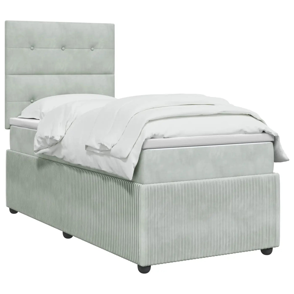 Lit boxspring LED avec matelas Gris clair 90 x 190 cm Velours - XIOS