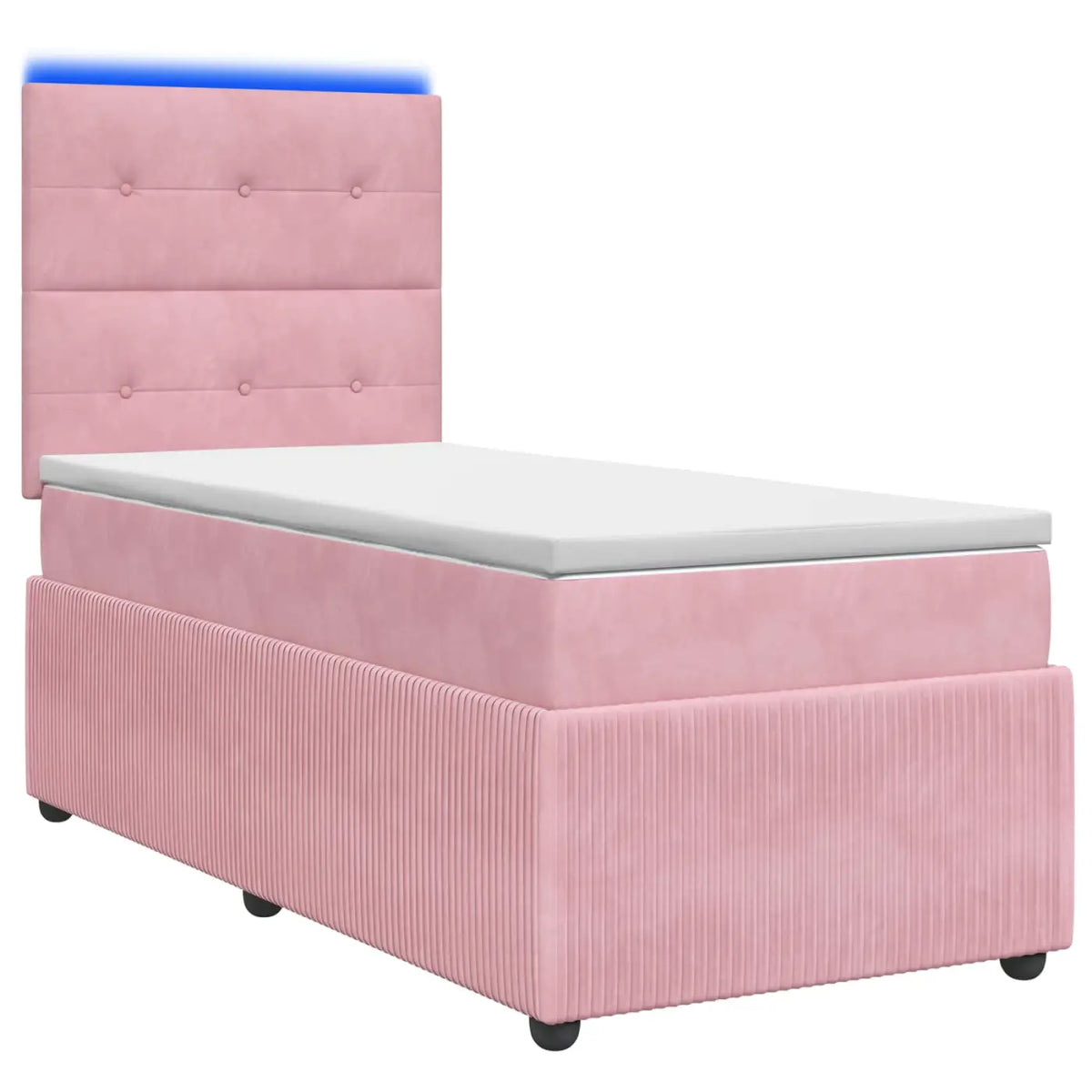 Lit boxspring LED avec matelas Rose 90 x 190 cm Velours - XIOS