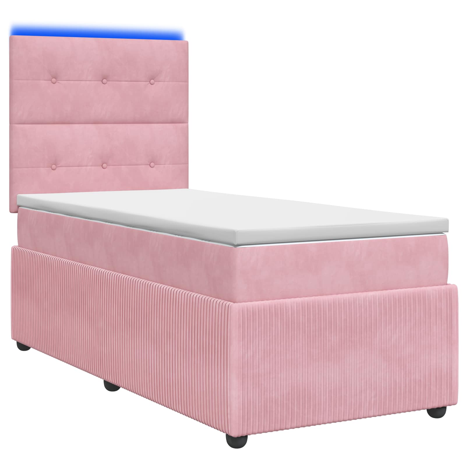 Lit boxspring LED avec matelas Rose 90 x 200 cm Velours - XIOS