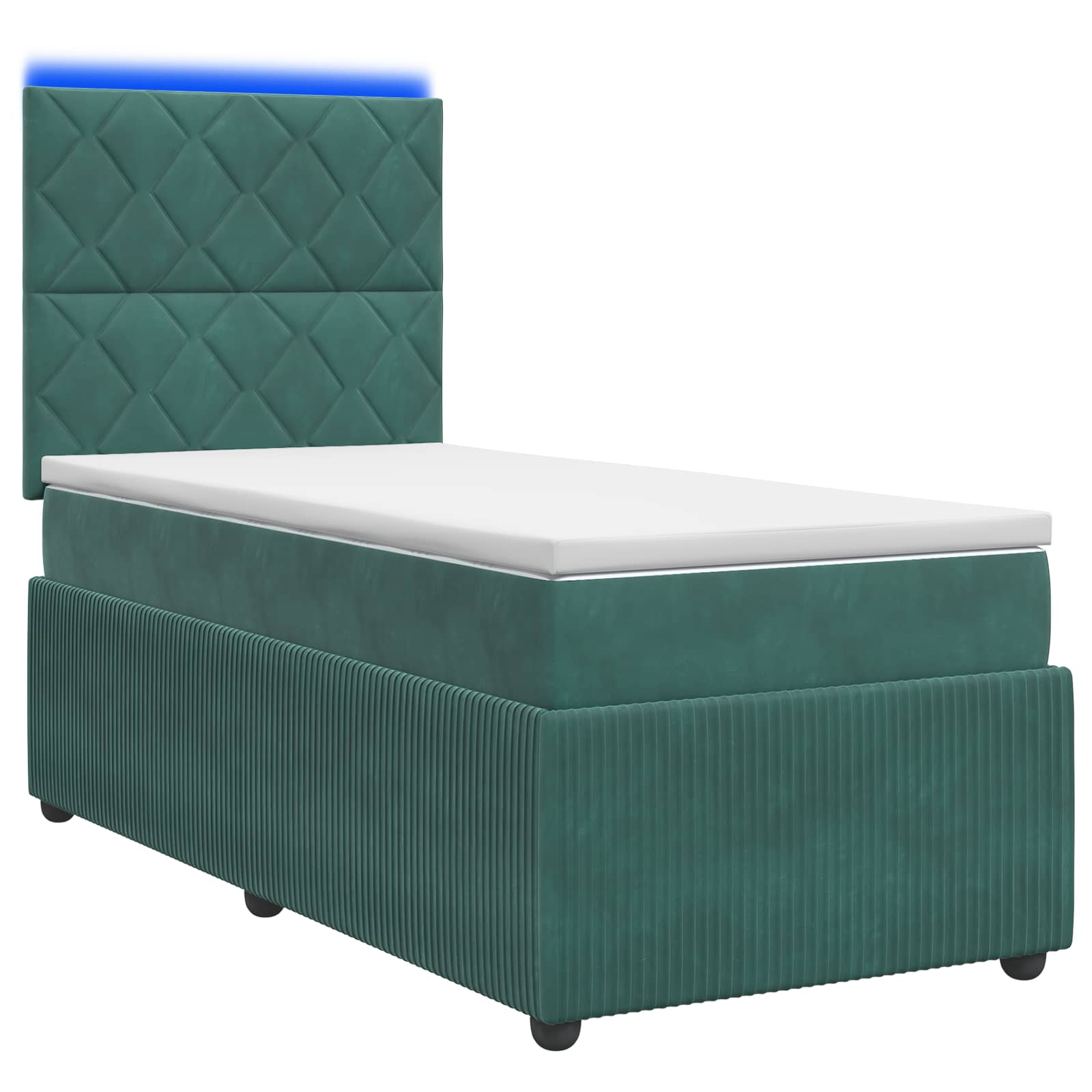Lit boxspring LED avec matelas Vert foncé 90 x 200 cm Velours