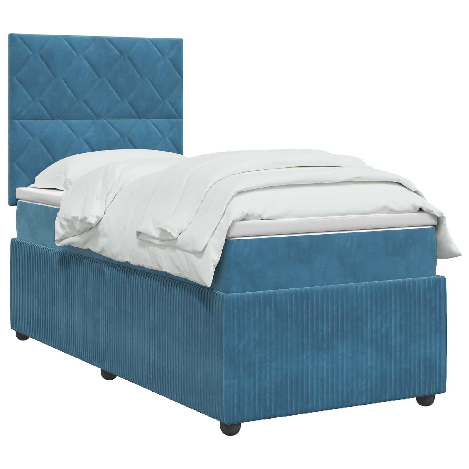 Lit boxspring LED avec matelas Bleu 90 x 200 cm Velours - XIOS