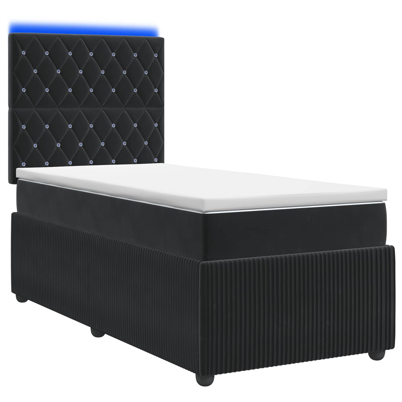 Lit boxspring LED avec matelas Noir 100 x 200 cm Velours