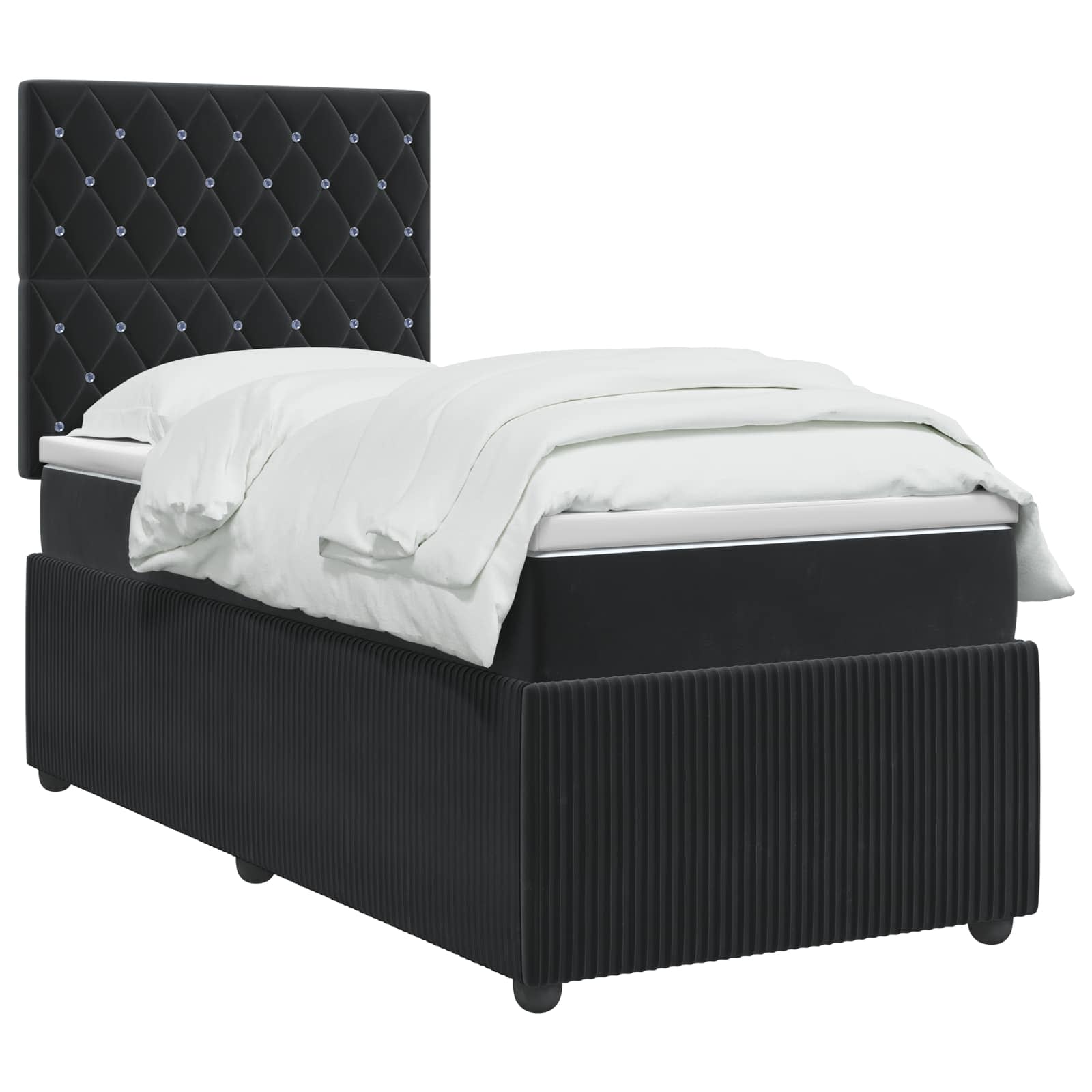 Lit boxspring LED avec matelas Noir 100 x 200 cm Velours