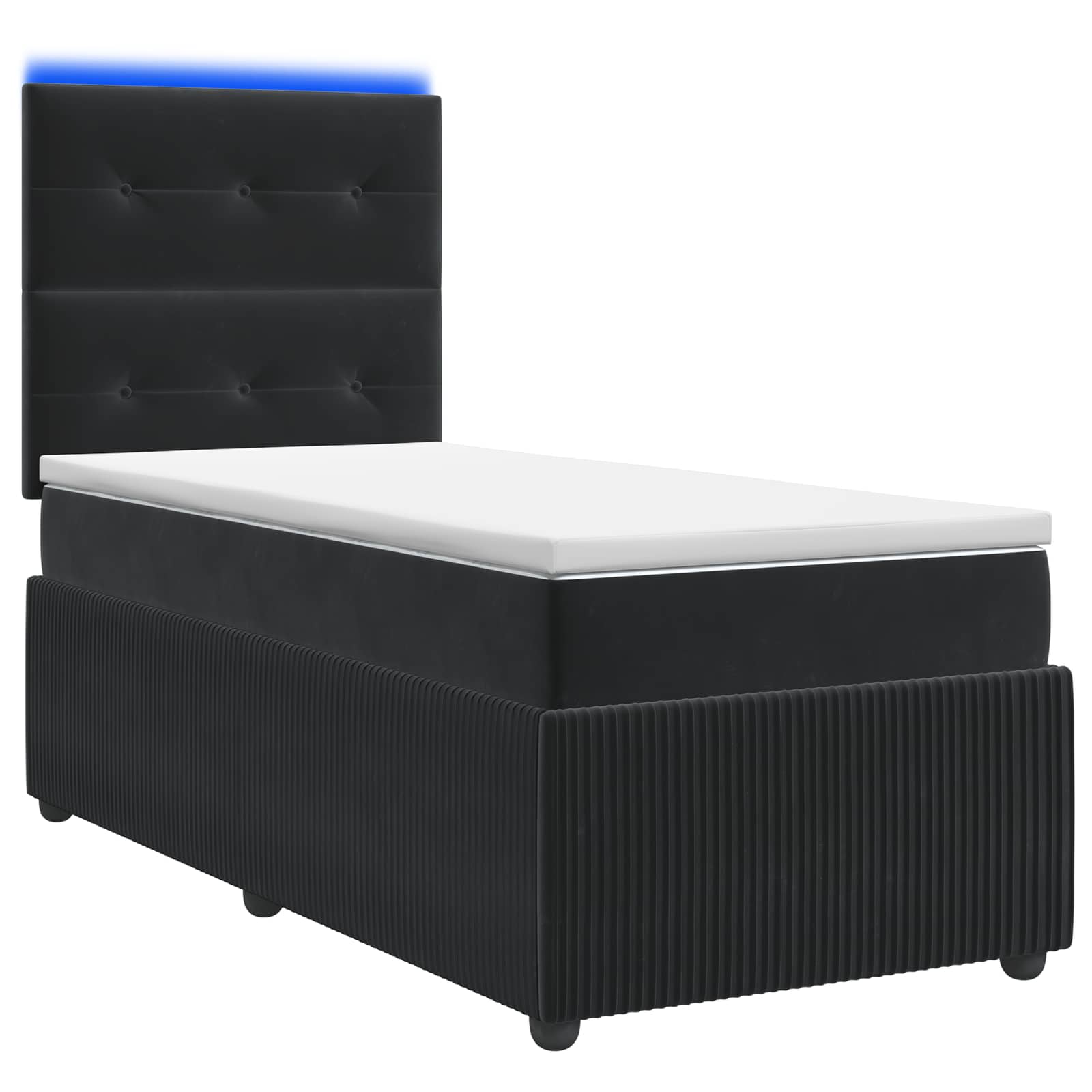 Lit boxspring LED avec matelas Noir 100 x 200 cm Velours - XIOS