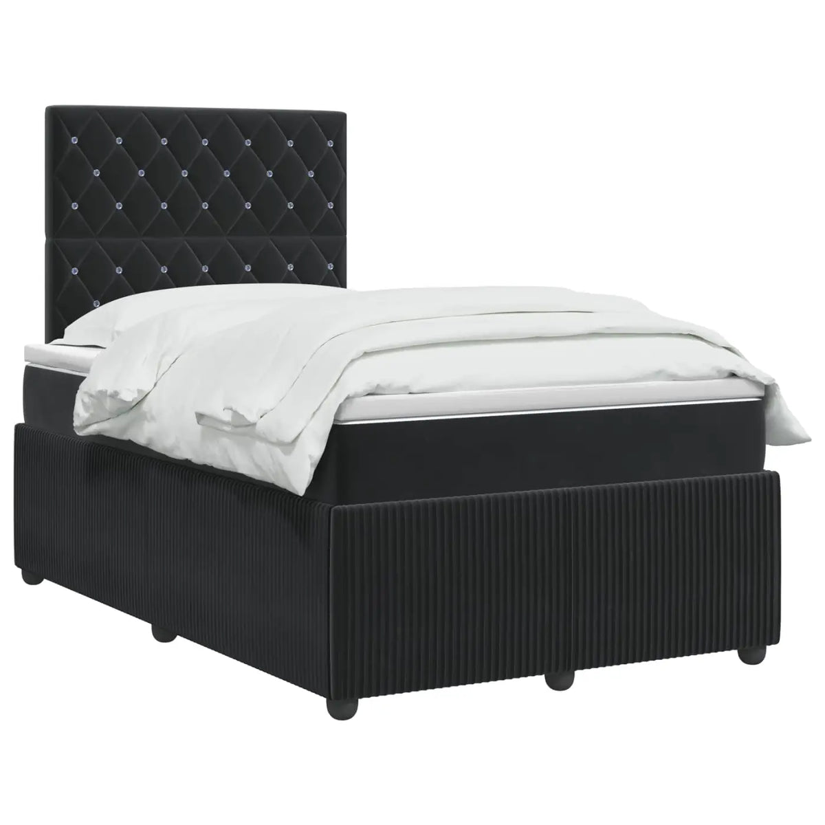 Lit boxspring LED avec matelas Noir 120 x 190 cm Velours - XIOS