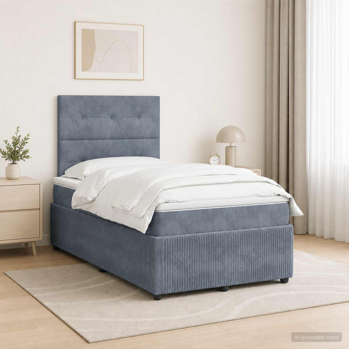 Lit boxspring LED avec matelas Gris foncé 120 x 190 cm Velours