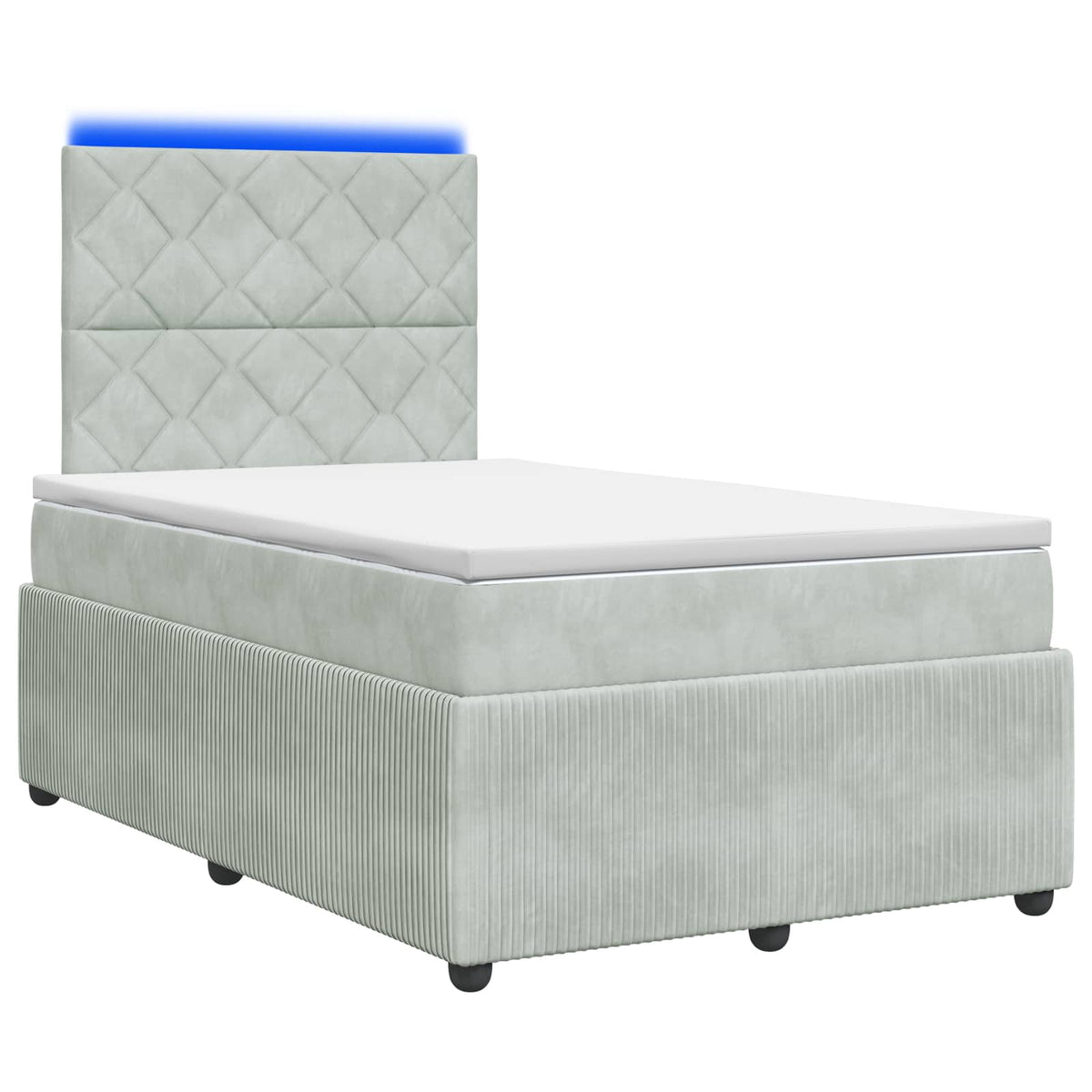 Lit boxspring LED avec matelas Gris clair 120 x 190 cm Velours