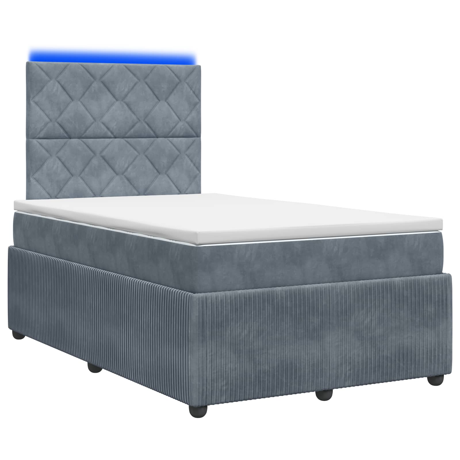 Lit boxspring LED avec matelas Gris foncé 120 x 190 cm Velours